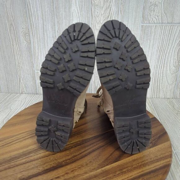 Sam Edelman Womens 8.5 Jennifer Boots Studded Combat Tan Suede Zip Ankle - Picture 8 of 12